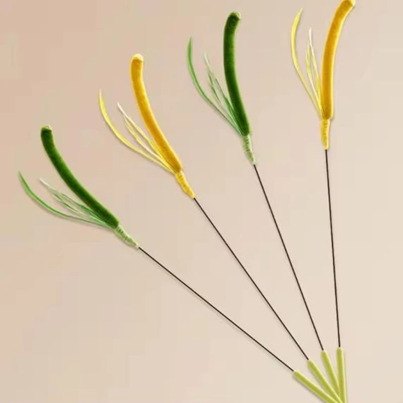 Kimpets Cat Dog Tail Grass Dog Sage Feather Long Pole Cat Teasing Stick Bite Resistant Self Soothing Tool Cat Toy Pet Supplies