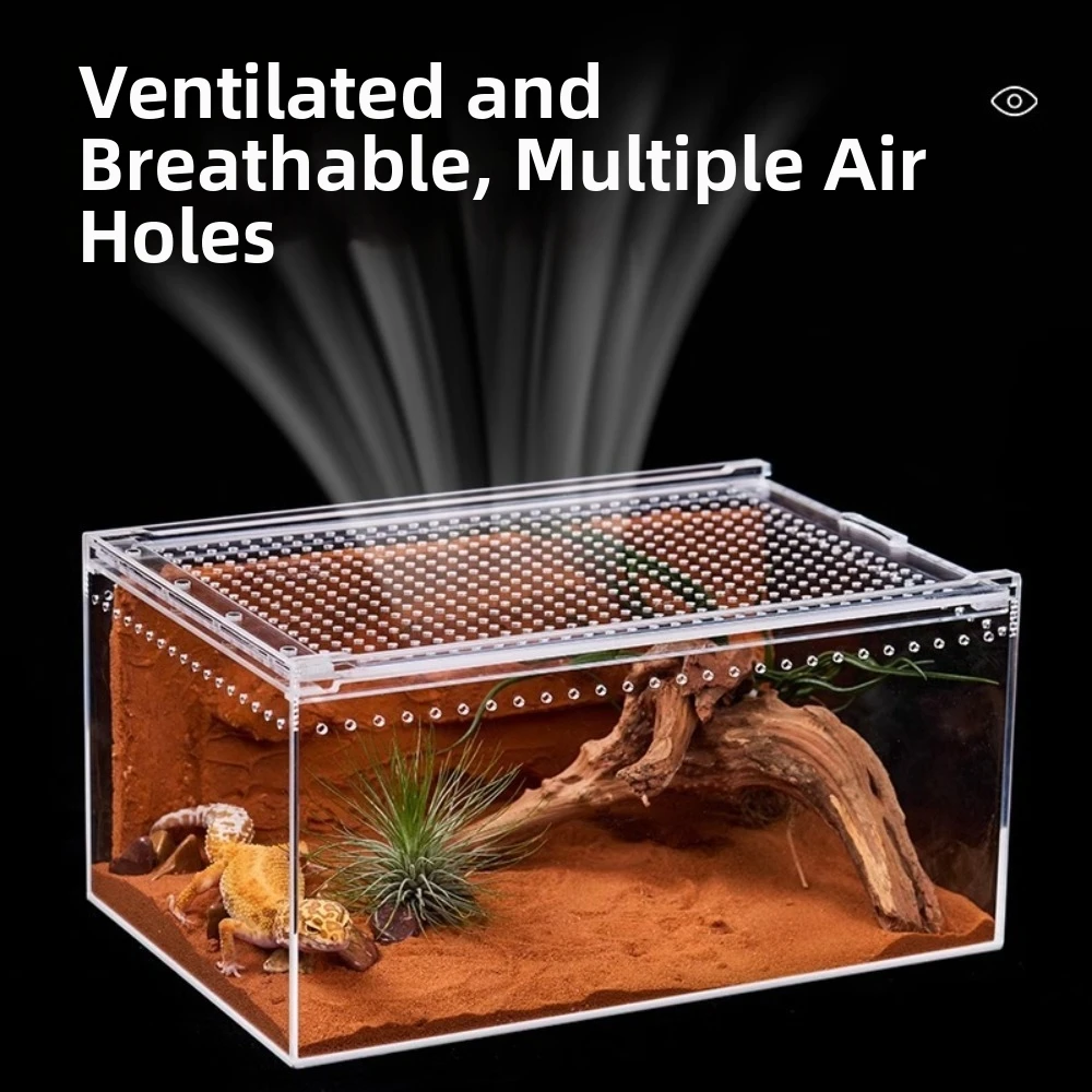 New Transparent Reptiles Terrarium Ventilated Acrylic Reptile Kennel Easy to Install Anti-escape Lizard Breeding Box for Snake