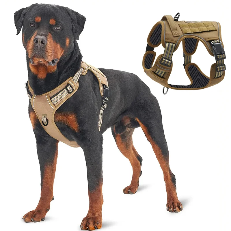 Military Tactical Pull Large Dog Tactical Harness - Durable Military-Style Vest with Reflective Straps & Secure Control Handle