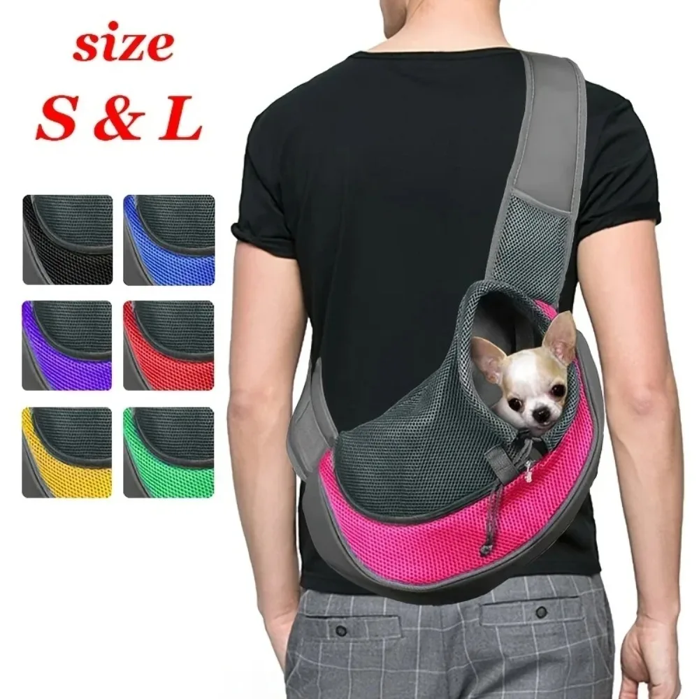 1Pc Dog Outdoor Backpack Breathable Mesh Crossbody Bag Puppy Cat Travel Hiking Camping Outdoor Pet Carrier