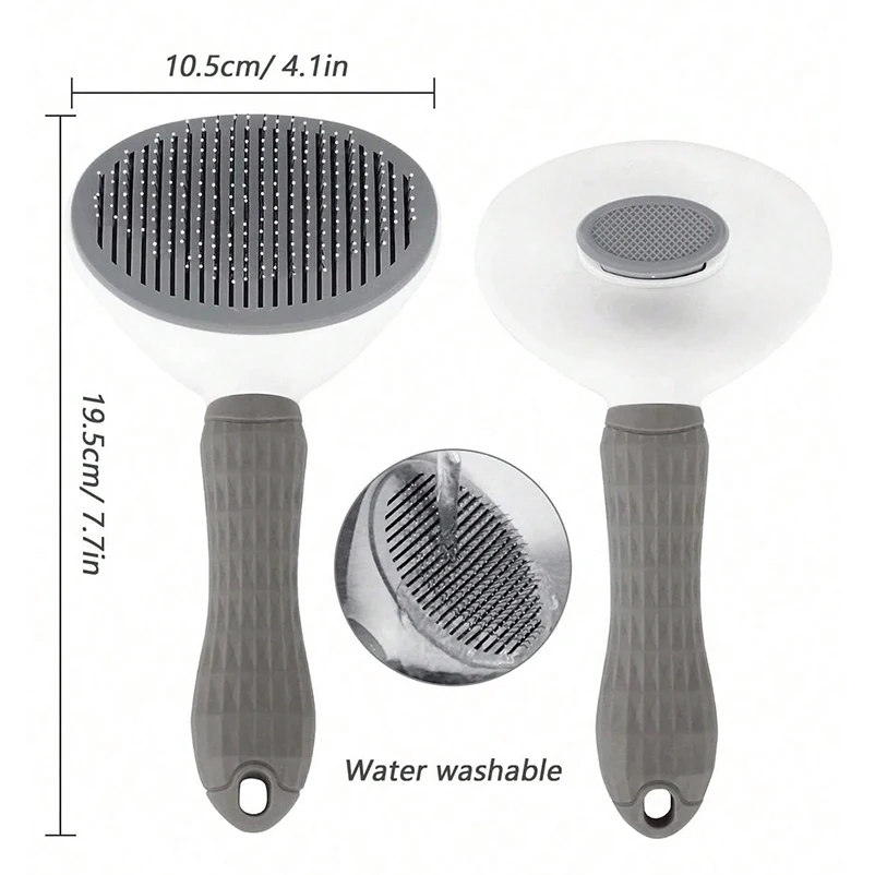 One-Click Pet Hair Removal Comb for Effortless Grooming of Dogs and Cats - Float Hair Removal Slicker Brush with Automatic Funct