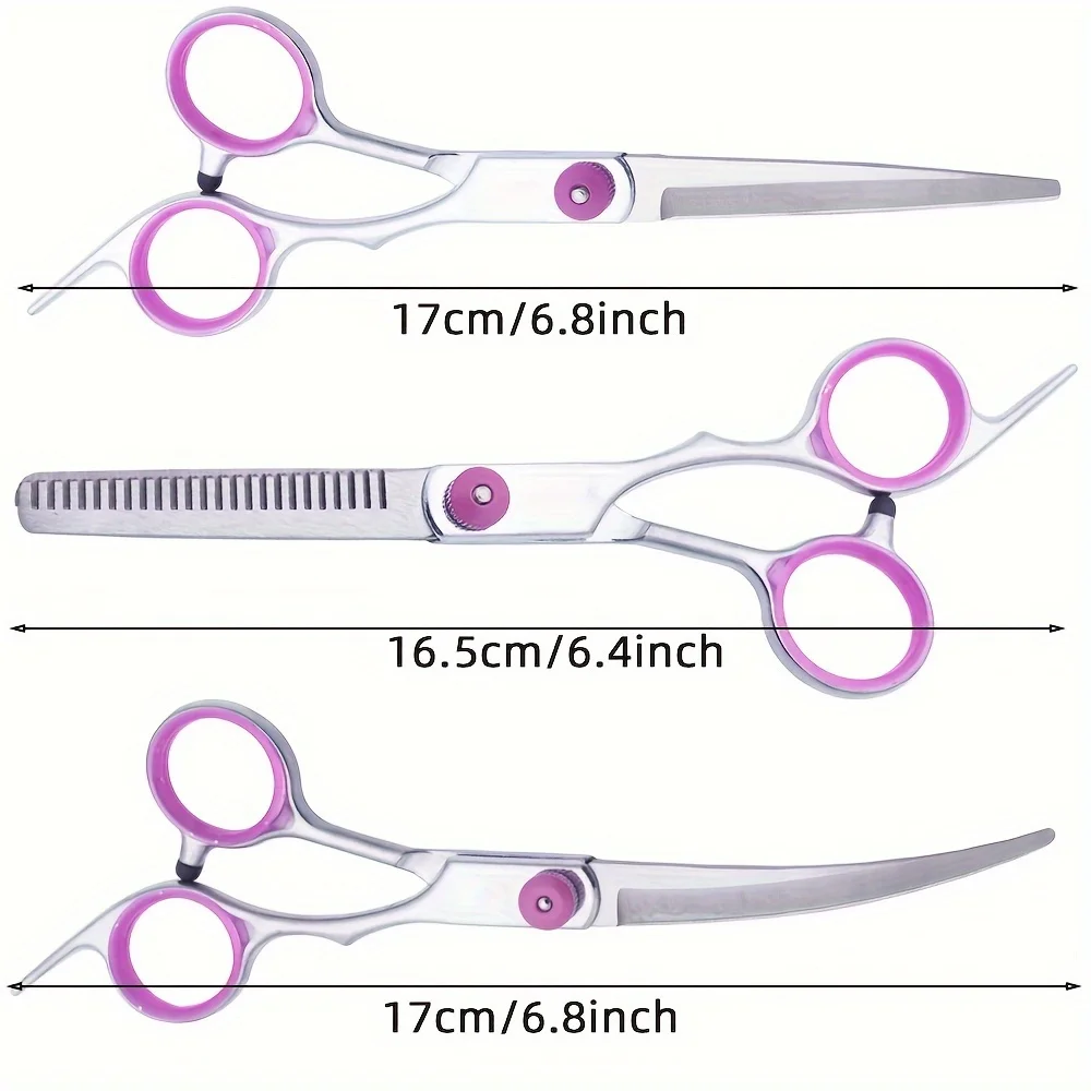 5Pcs Professional Dog Grooming Scissors Set Stainless Steel Pet Curved Thinning Shears Kit with Comb Case for Pet Hair Cutting