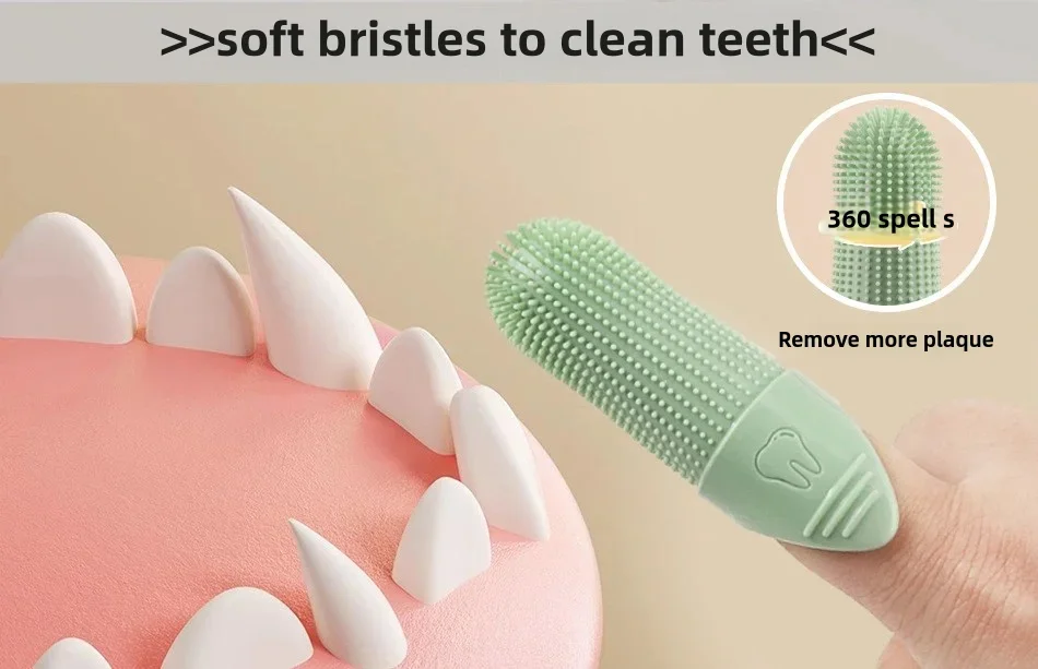 Dog Toothbrush, 360° Cleaning Finger Toothbrush for Dogs, Food Grade Silicone Dog Finger Toothbrush for Dogs & Cats Dental Care