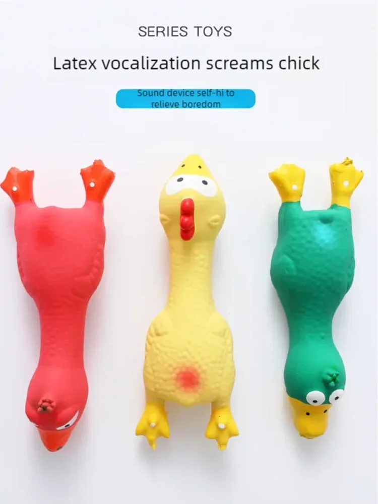 Soft Natural Latex Squeaky Dog Toy Lying Chicken Shape Molar Teeth Grinding Chew Toy Interactive Bite Resistant Pet Play Toy