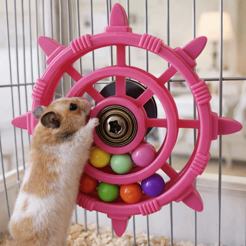 Rudder Shaped Parrot Spinner Rattle Toy Colorful Beads Bite Resistant Bird Cage Toy Plastic Parrots Rotating Toys Entertainment
