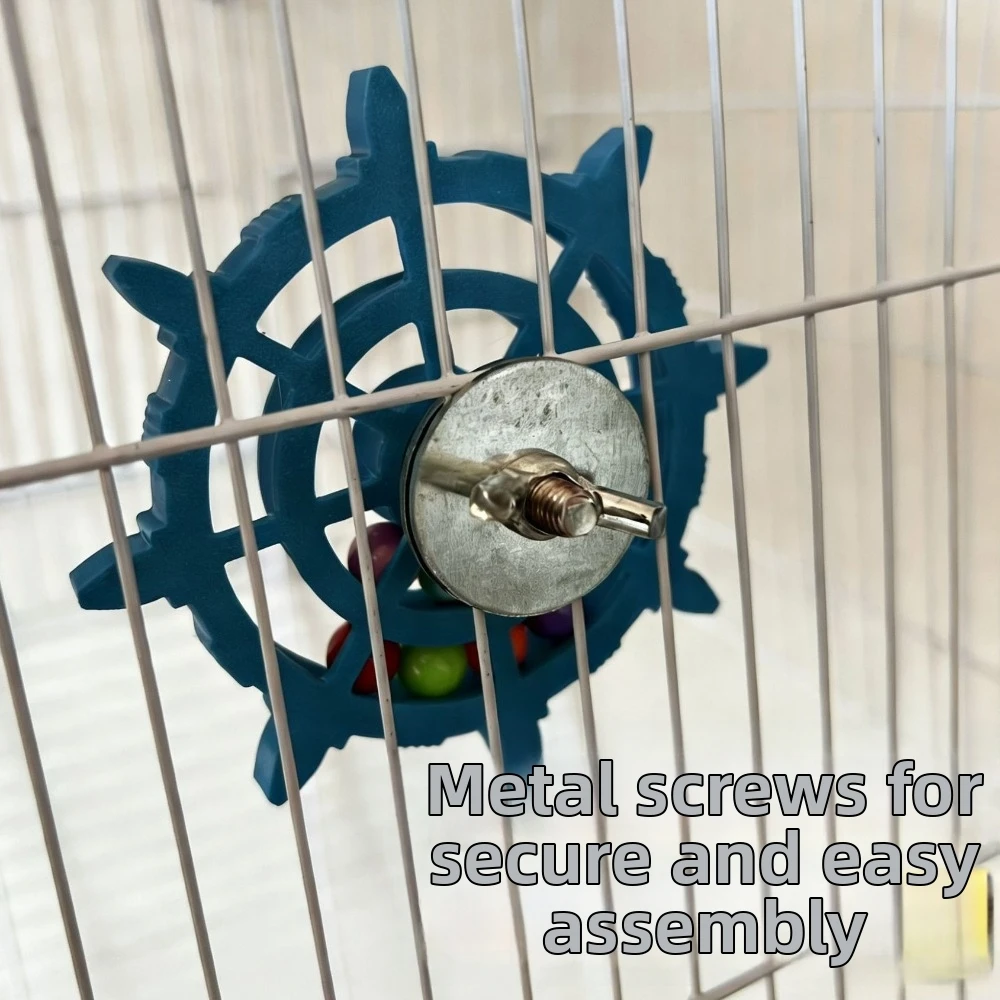 Rudder Shaped Parrot Spinner Rattle Toy Colorful Beads Bite Resistant Bird Cage Toy Plastic Parrots Rotating Toys Entertainment