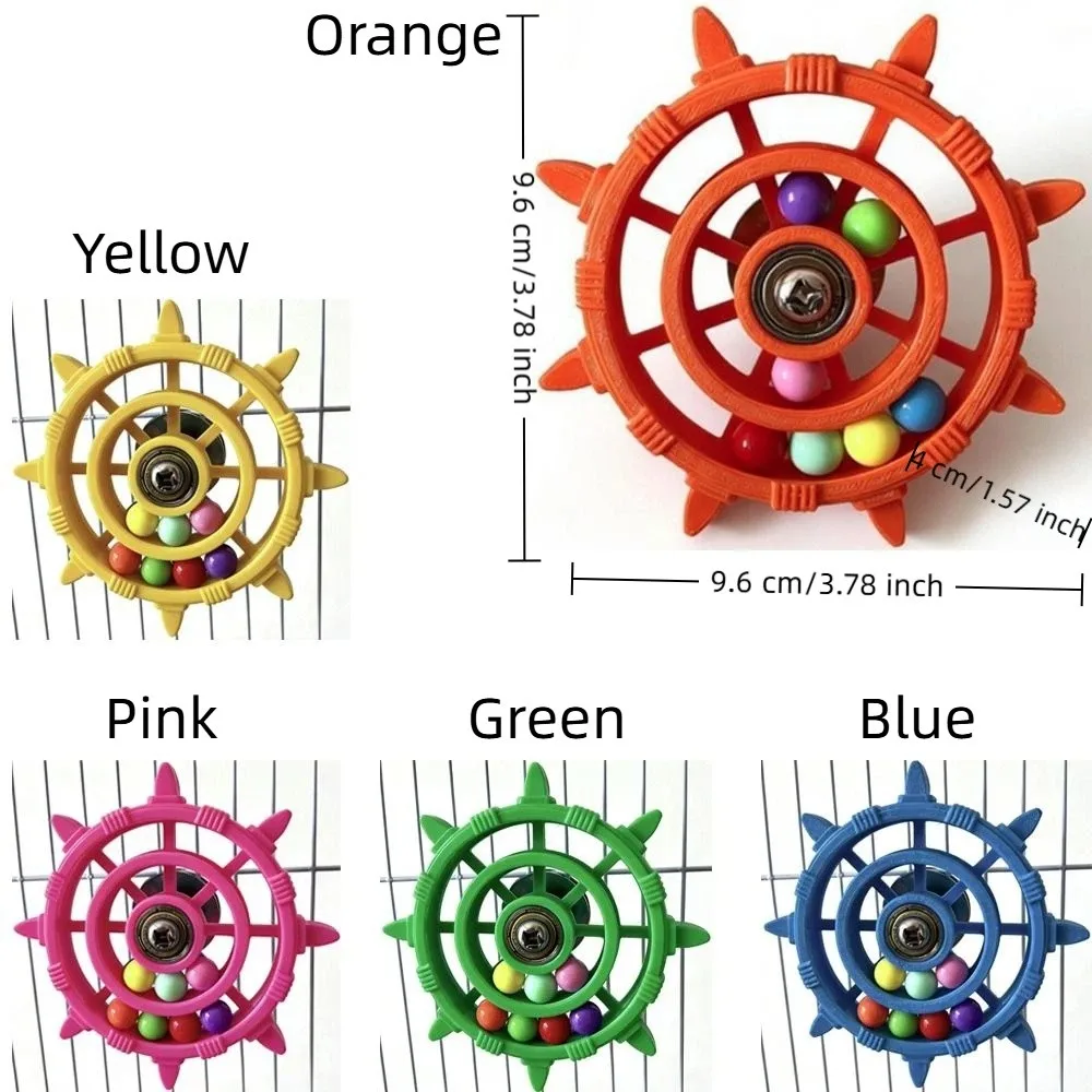 Rudder Shaped Parrot Spinner Rattle Toy Colorful Beads Bite Resistant Bird Cage Toy Plastic Parrots Rotating Toys Entertainment