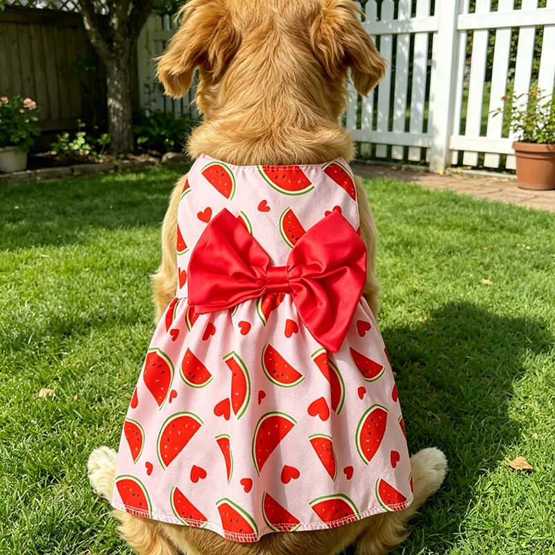 Dog Princess Dress Summer Kitten Pet Skirt Cute Printed Bow Lace Dog Dresses for Small Medium Puppies Poodle Chihuahua Apparel