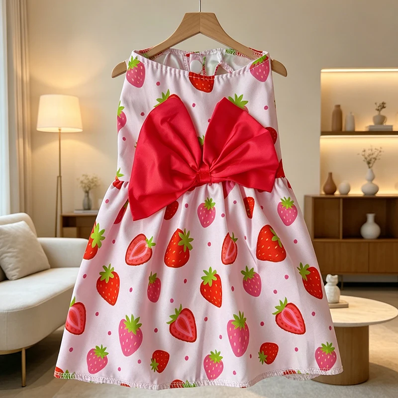 Dog Princess Dress Summer Kitten Pet Skirt Cute Printed Bow Lace Dog Dresses for Small Medium Puppies Poodle Chihuahua Apparel