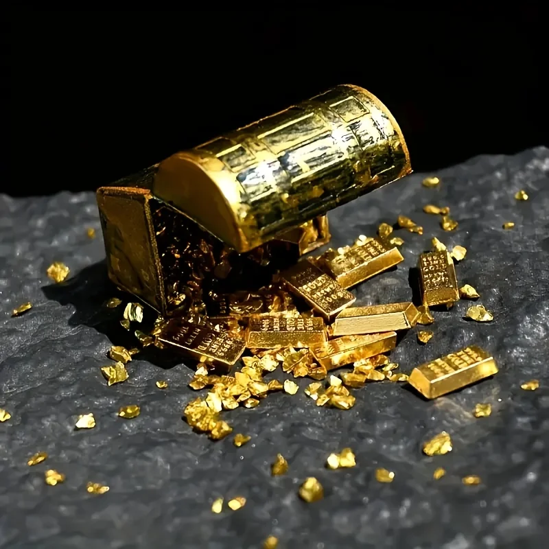 Fish Tank Landscape Decor Kit Mini Pirate Treasure Chest with Gold Coins Gold Bars Simulation Aquatic Plants Aquarium Decor