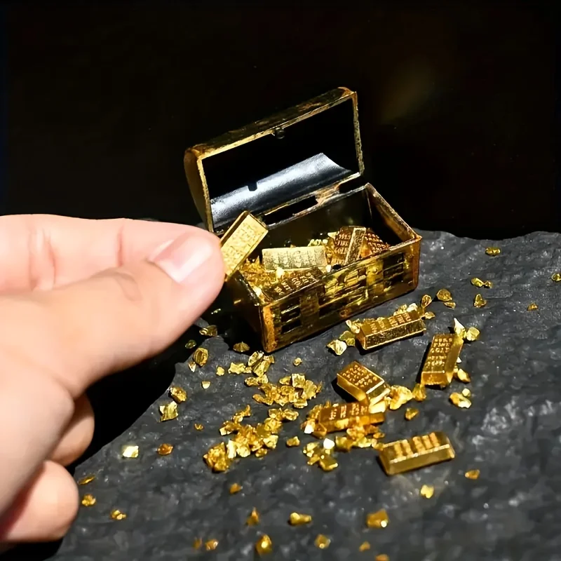 Fish Tank Landscape Decor Kit Mini Pirate Treasure Chest with Gold Coins Gold Bars Simulation Aquatic Plants Aquarium Decor