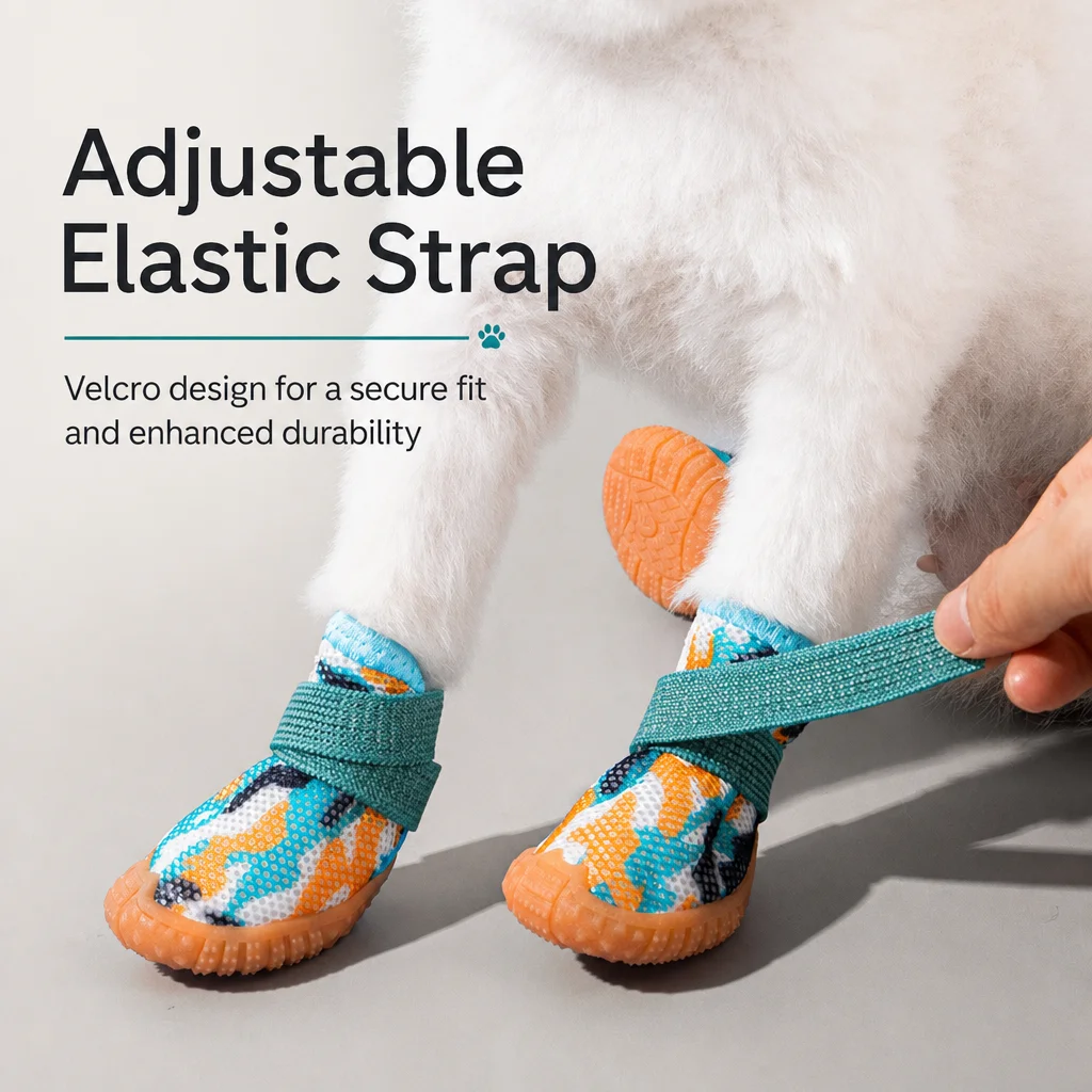 All Season Breathable Mesh Dog Shoes Anti-Slip Pet Boots Paw Protector Waterproof Sole Adjustable Strap Small Puppy Yorkie