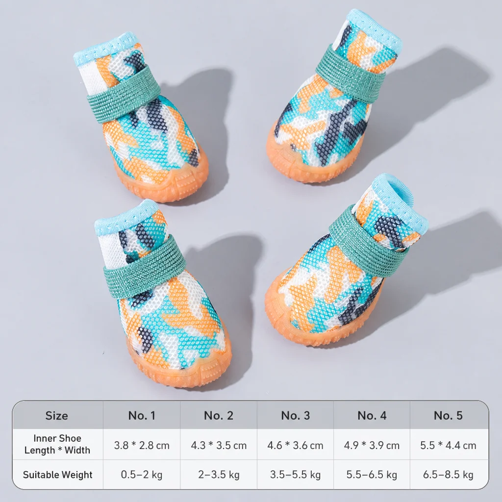 All Season Breathable Mesh Dog Shoes Anti-Slip Pet Boots Paw Protector Waterproof Sole Adjustable Strap Small Puppy Yorkie