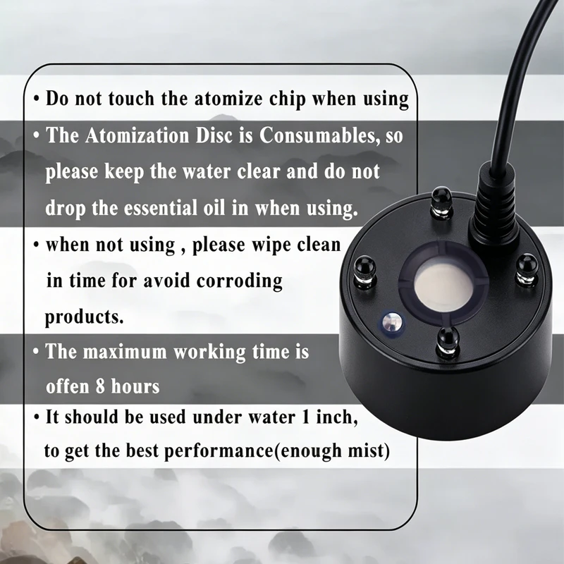 1PC 5V USB Mist Maker Fogger Nebulizer Water Fountain Fish Tank Pond Atomizer Head With 4 LED Colorful Lights