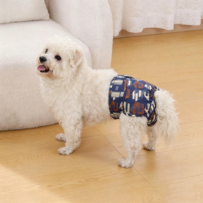 Washable Reusable Dog Diapers Physiological Pants Cute Cartoon Print Female Dog Diaper Adjustable Dog Sanitary Panties