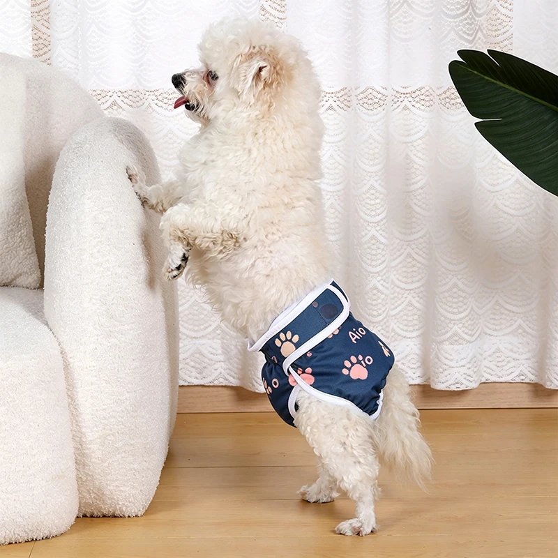 Washable Reusable Dog Diapers Physiological Pants Cute Cartoon Print Female Dog Diaper Adjustable Dog Sanitary Panties