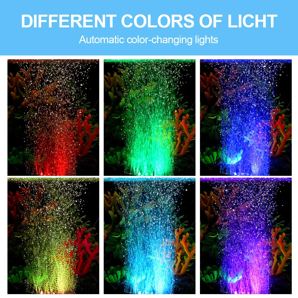 Submersible Fish Tank Light Color Changing LED Air Stone Light Aquarium Underwater Air Bubble Lamp Making Oxygen for Fish Tank