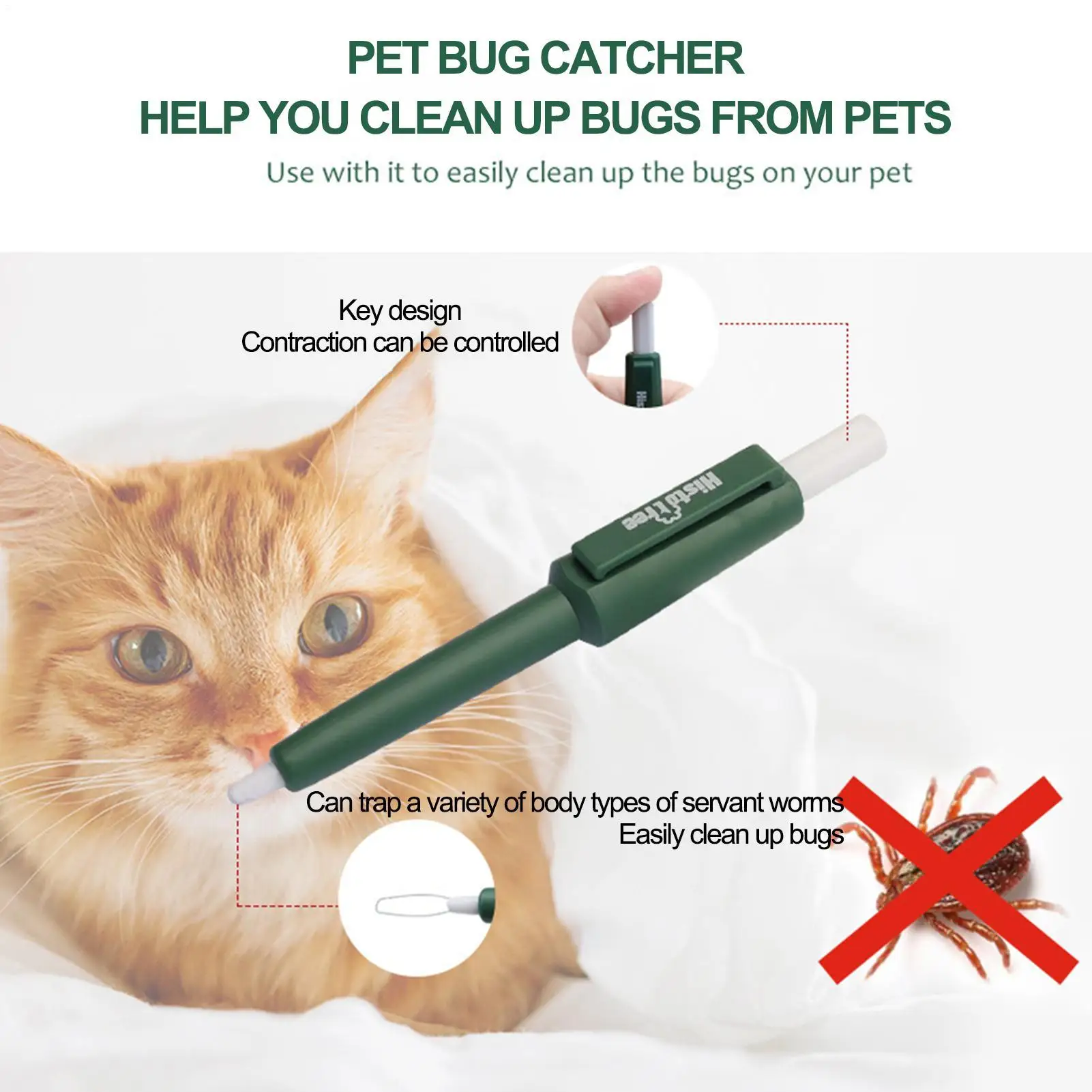 Pet Tick Remover Tool Durable Family Pet Flea Control Waterproof Portable Rustproof Tick Removal Pen For Cat Dog And Humans