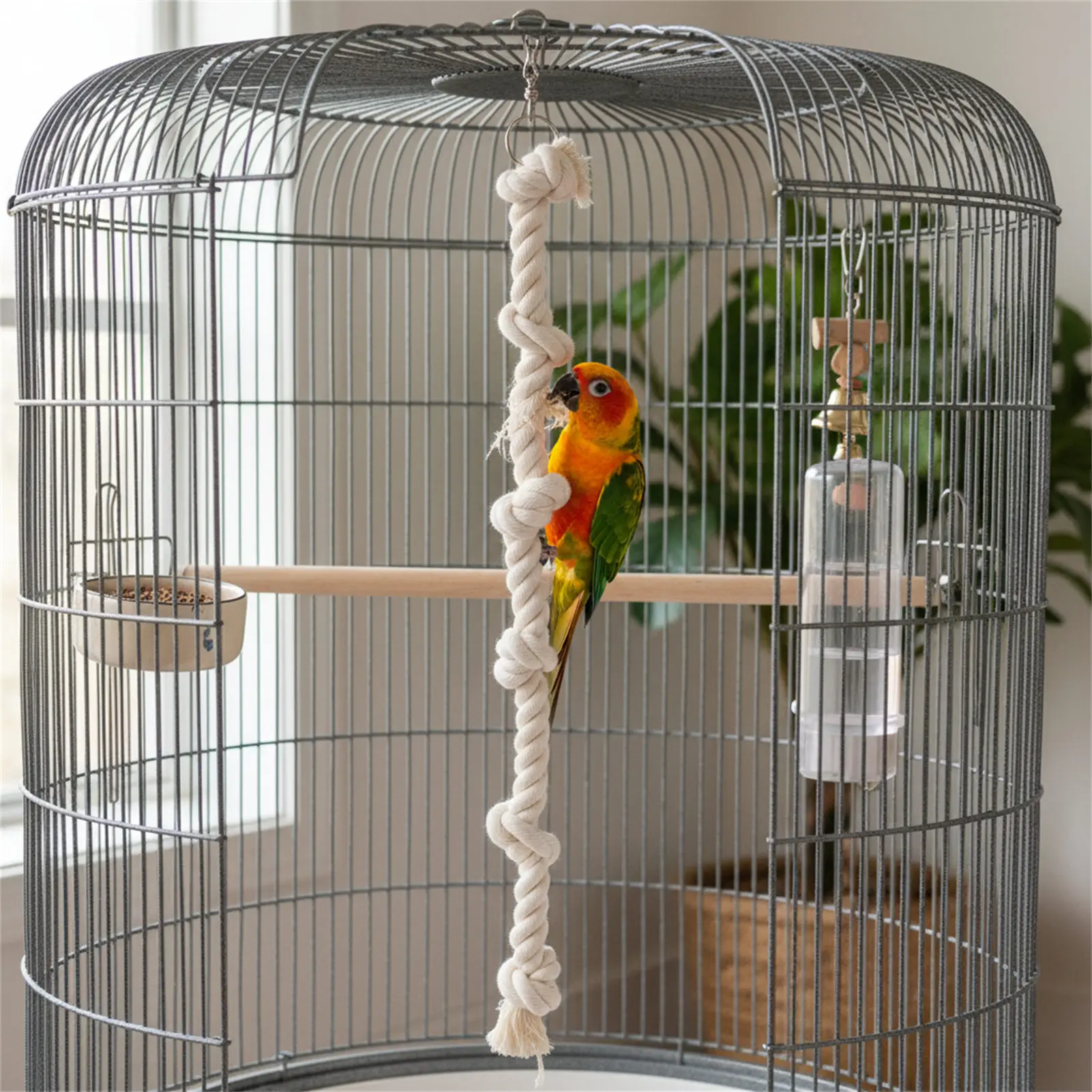 Parrot Chew Toy Cotton Rope Climbing Ladder Bird Activity Perch Natural Bite Safe Climber for Small to Medium Birds