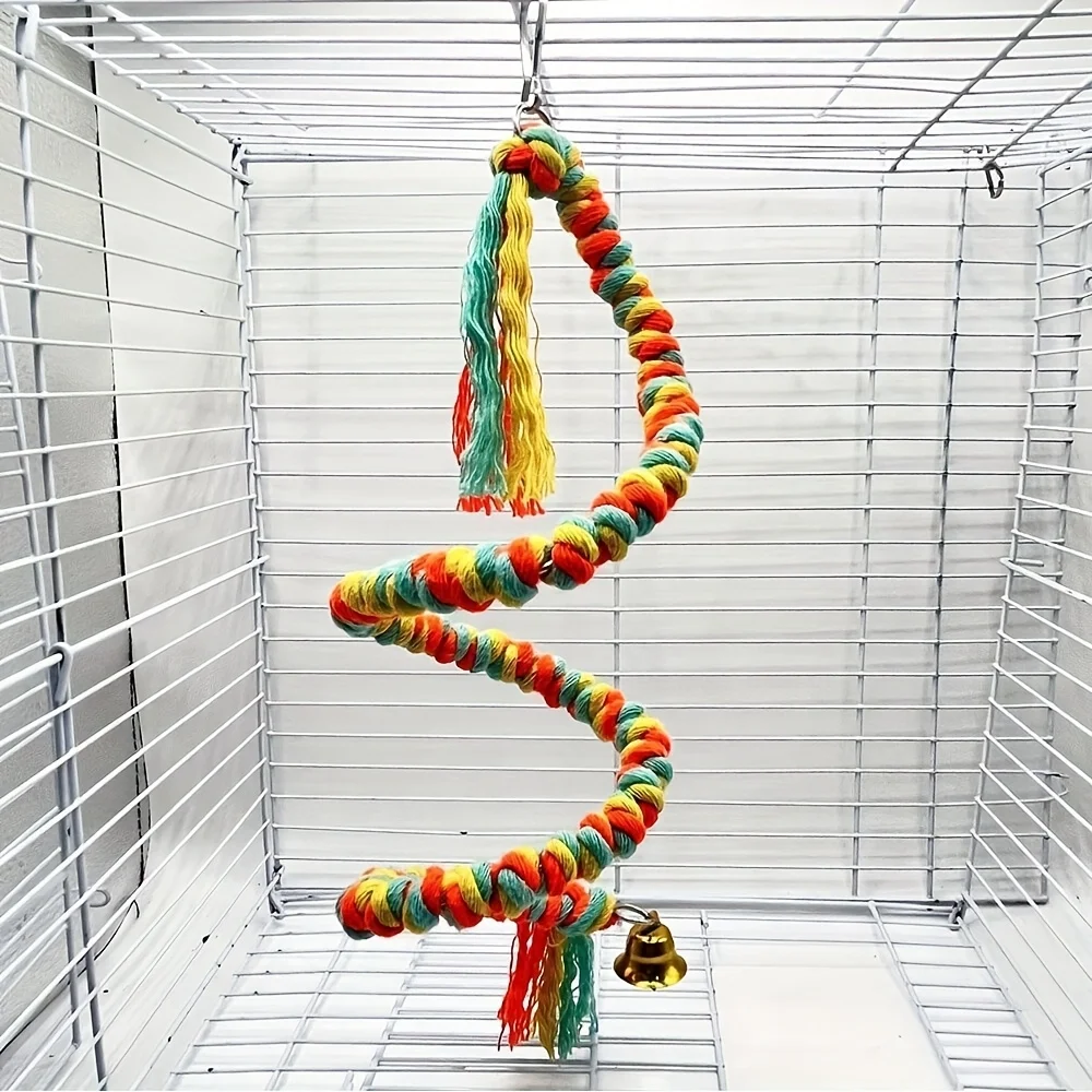 Bird Toys Parrot Climbing Rope Parrot Colorful Toy Climbing Rope Rotating Climbing Rope Bird Relax Play Grinding Toy Rope