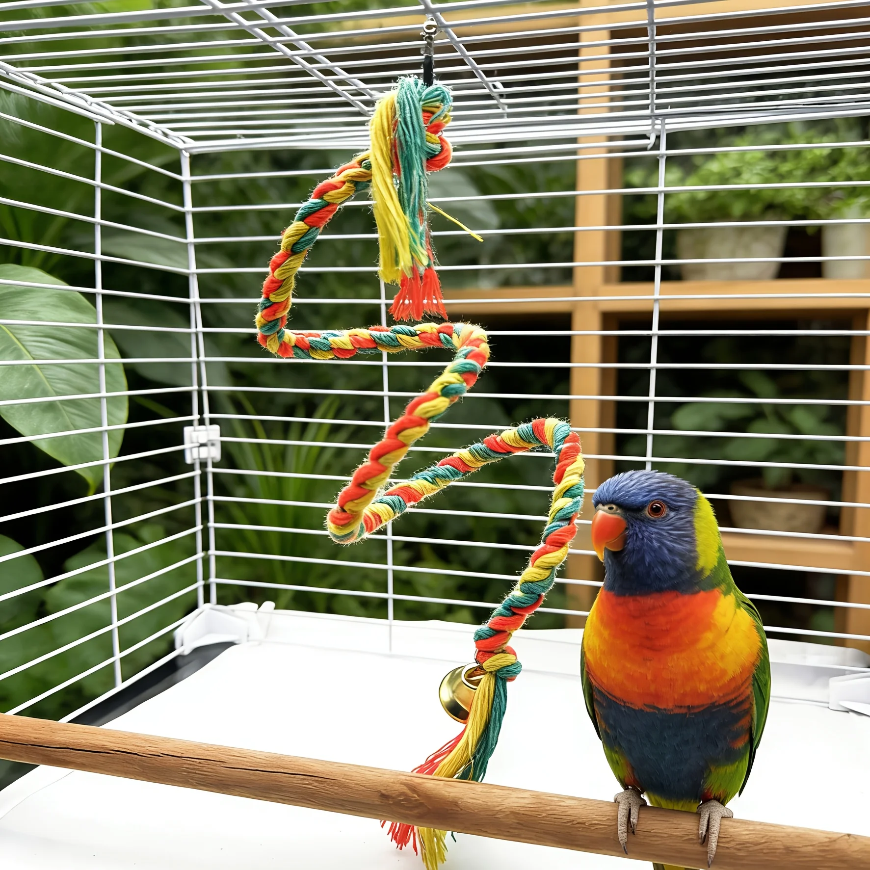 Bird Toys Parrot Climbing Rope Parrot Colorful Toy Climbing Rope Rotating Climbing Rope Bird Relax Play Grinding Toy Rope