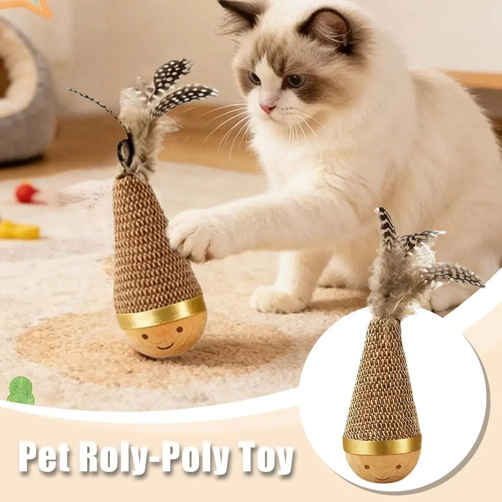 Self Playing Cat Toy Interactive Tumbler with Feather Teaser Wand Scratch Resistant Kitten Toys for Indoor Cats Boredom Relief