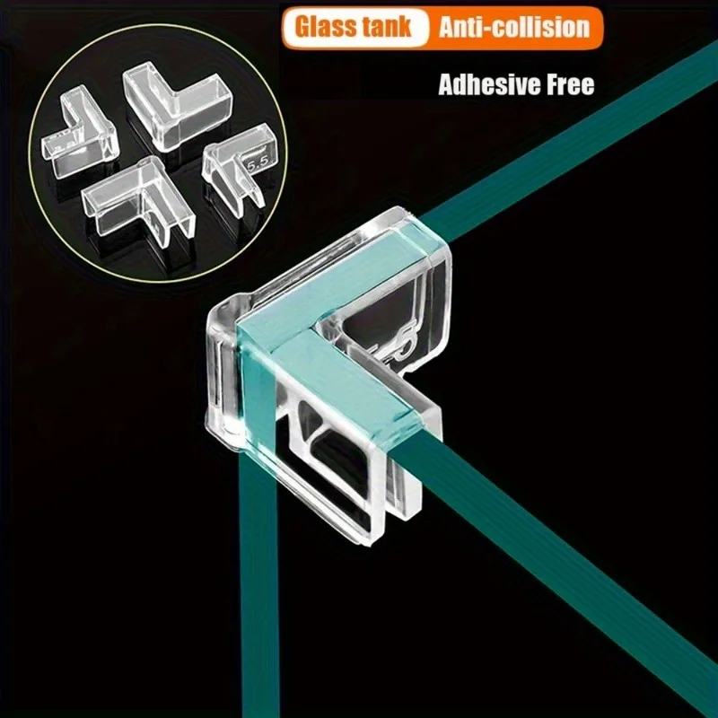 4pcs Transparent Silicone Fish Tank Corner Protectors - Adhesive-Free Anti-Collision Aquarium Guards Flexible & Durable for Safe