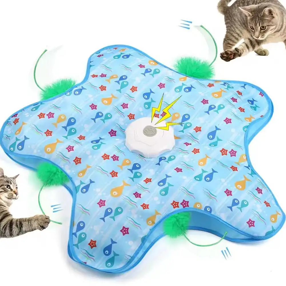 Cat Toys Interactive Hide and Seek Cat Toy with Mouse Squeaky Motion Activated Moving Concealed Feathers Kitten Teaser Toy
