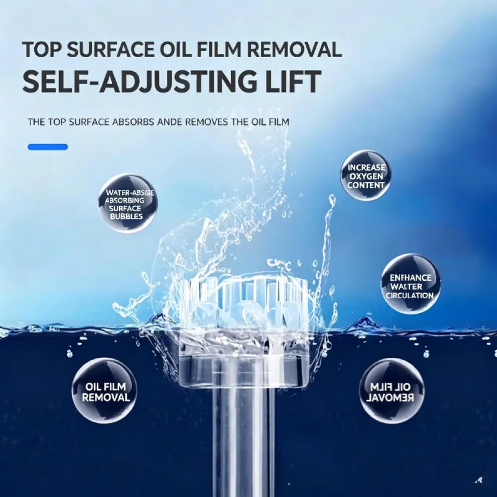 Basket Style Floating Surface Skimmer, Oil Film Remover with Inlet Grille Inlet & Outlet for Mini Planted Aquarium Tank Supplies