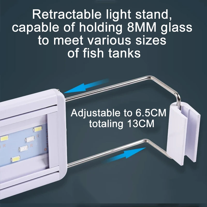 Aquarium LED Fish Tank Light, 3 Color Full Spectrum Adjustable Water Plant Lamp, Telescopic Clip-On Light for 18-75cm Aquariums