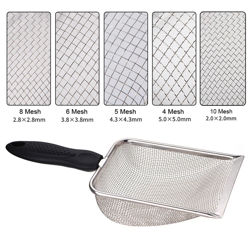 ※Pet Washing Equipment Stainless Steel Feces Shovel Net Cat Litter Shovel Reptiles Reptile Sand Shovel Mesh Screen Fecal
