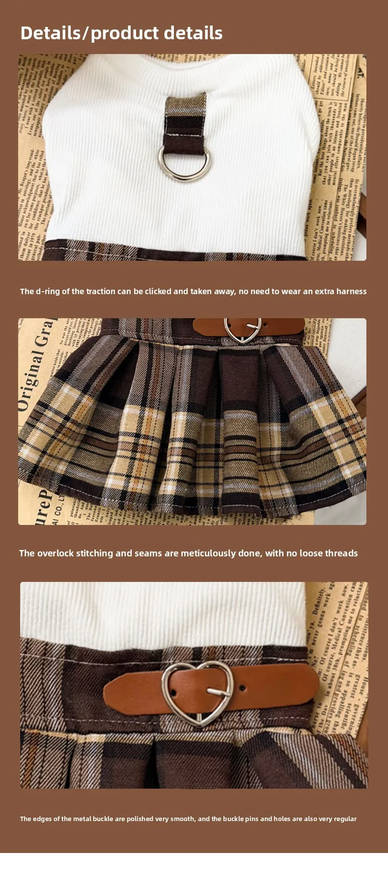 British Cute Plaid Pleated Pet Skirt Autumn and Winter New Pet Clothing College Style Dog Clothing Pet Dress