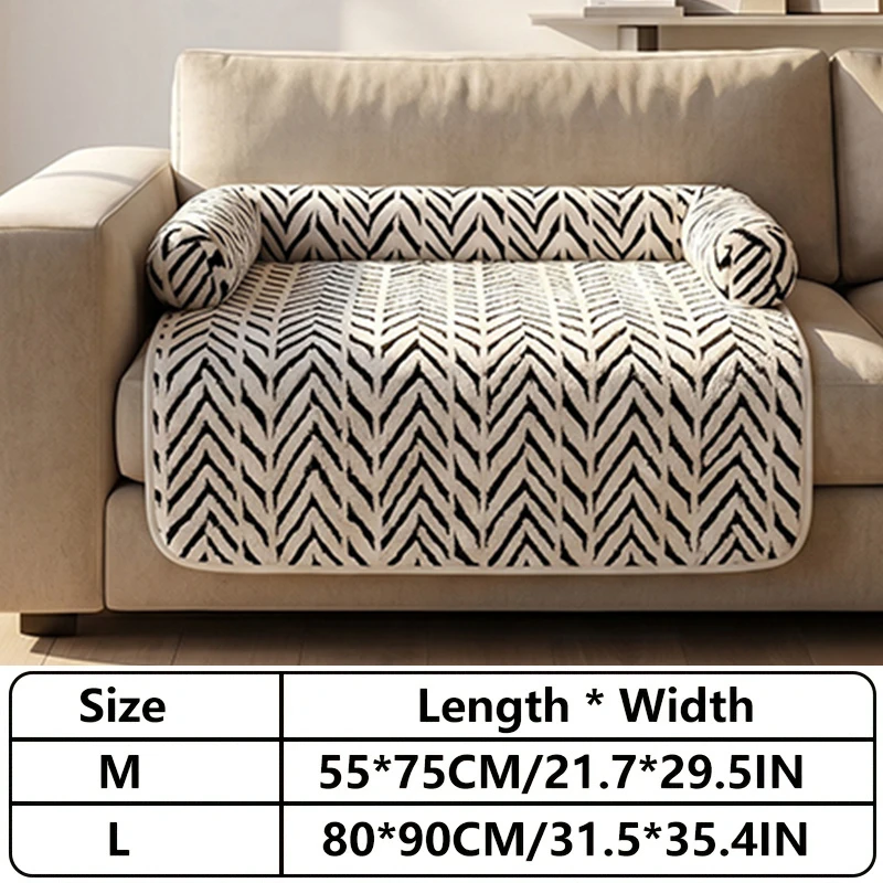 Pet Sofa Bed Mat with Side Bolsters Soft Fluffy Couch Protector Mat Anti-slip Dog Cat Bed Sleeping Cushion for Small Medium Pets