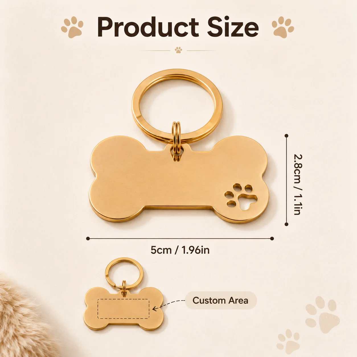 Custom Name Dog Tags Double-sided Personalized Text Dog ID Tag Bone Shaped Stainless Steel Laser Engraving Customized Pets ID Ta