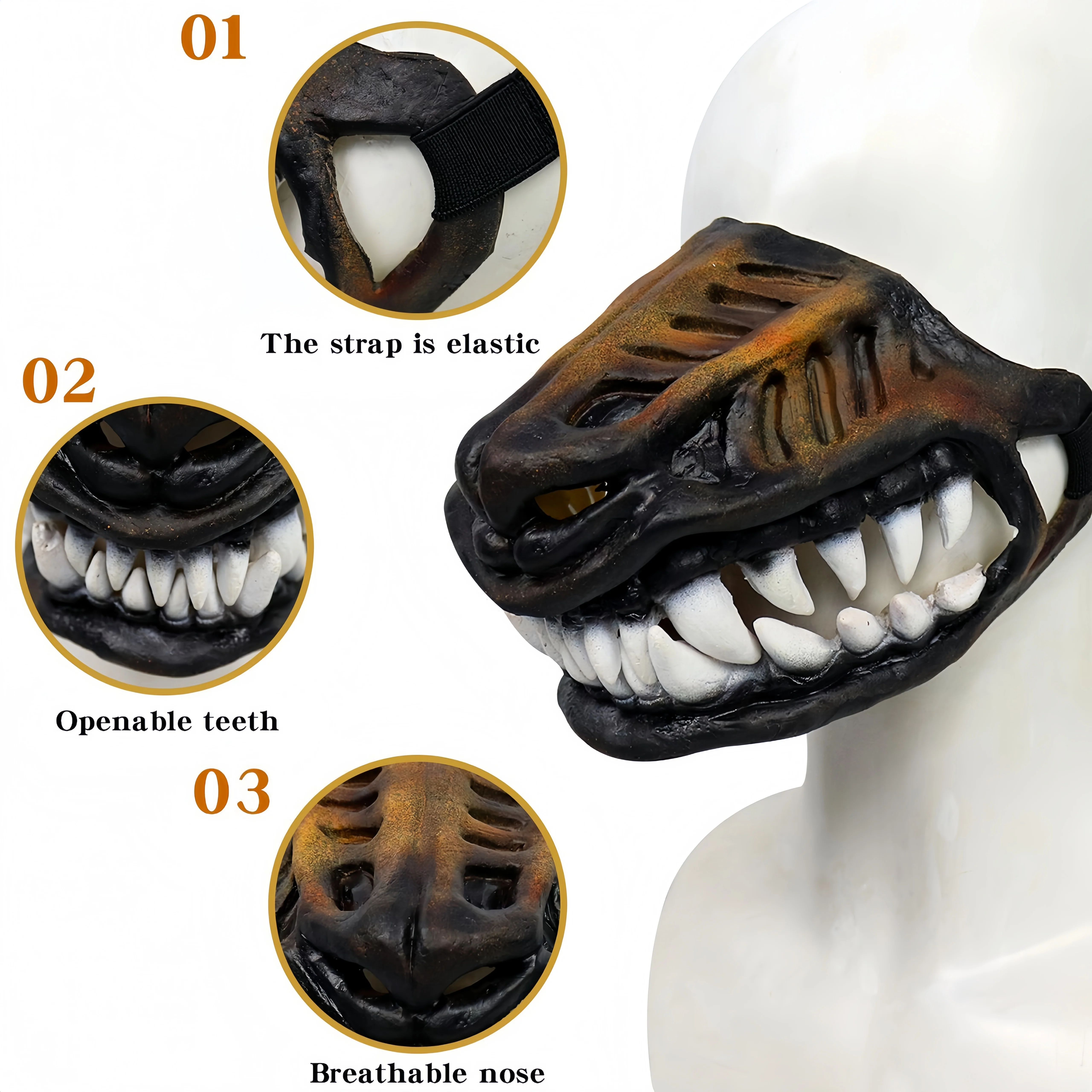 Soft Silicone Dog Mouth Cover, Can Open and Close Mouth and Nose Mask, Suitable for Medium and Large Dogs, Halloween Dog Mask