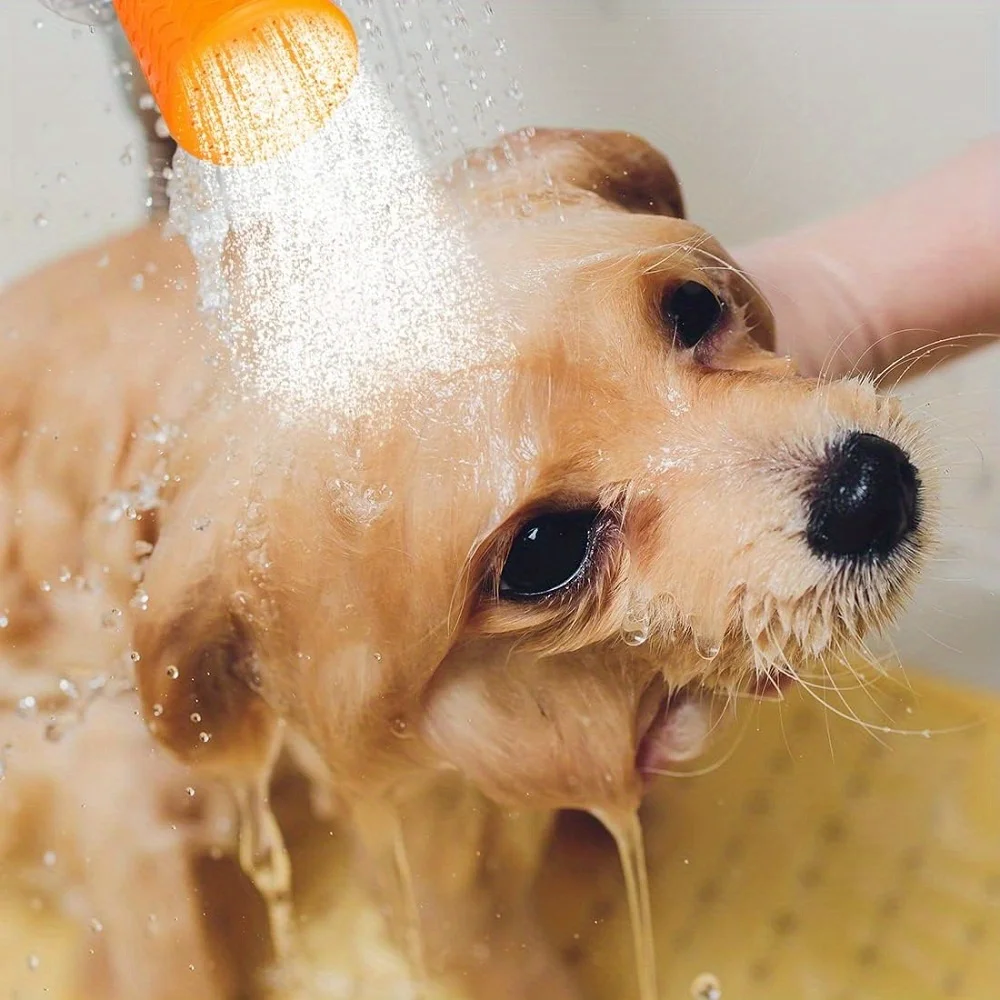 Portable Pet Shower Head - Adjustable Silicone Bath Sprayer for Dogs and Cats, Gentle Water Flow for Outdoor & Indoor Pet