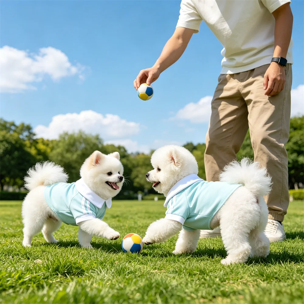 Summer Pet Sport Polo T-Shirt Soft Breathable Stripe Sleeve Clothes for Cats Small Dogs Kitten Puppy