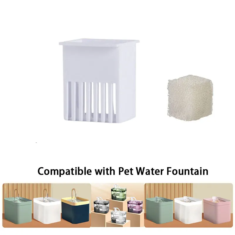 White Filter Cartridge for Pet Water Fountain, Smart Cat Water Fountain Filter, Small Cube Pet Water Dispenser Filter Cartridge