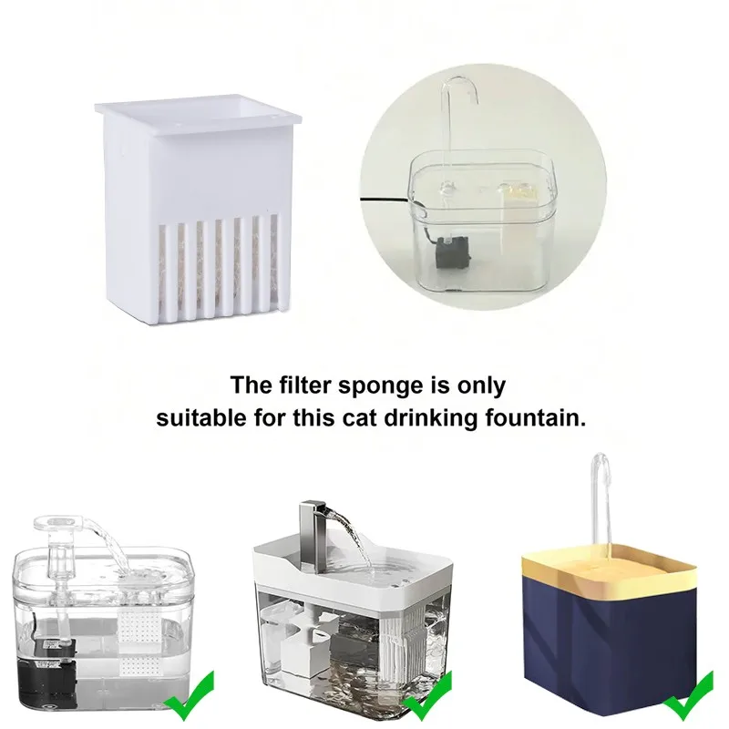 White Filter Cartridge for Pet Water Fountain, Smart Cat Water Fountain Filter, Small Cube Pet Water Dispenser Filter Cartridge