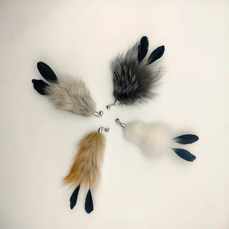 2pcs Feather Pet Cat Toy Replacement Head Fur Interactive Kitten Toys