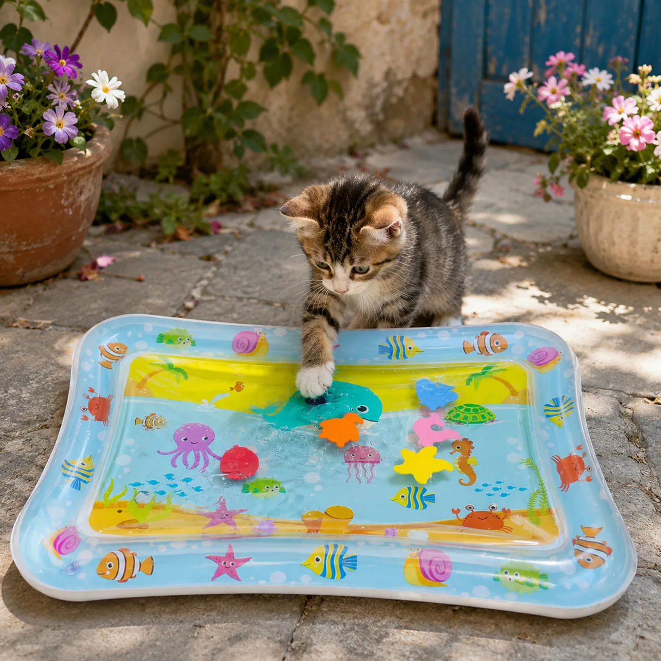 1PC Thickened Cat Water Bed Sensory Playmat in Square Sensor Cat Cooling Mat for Pets Playing Sleeping All Seasons