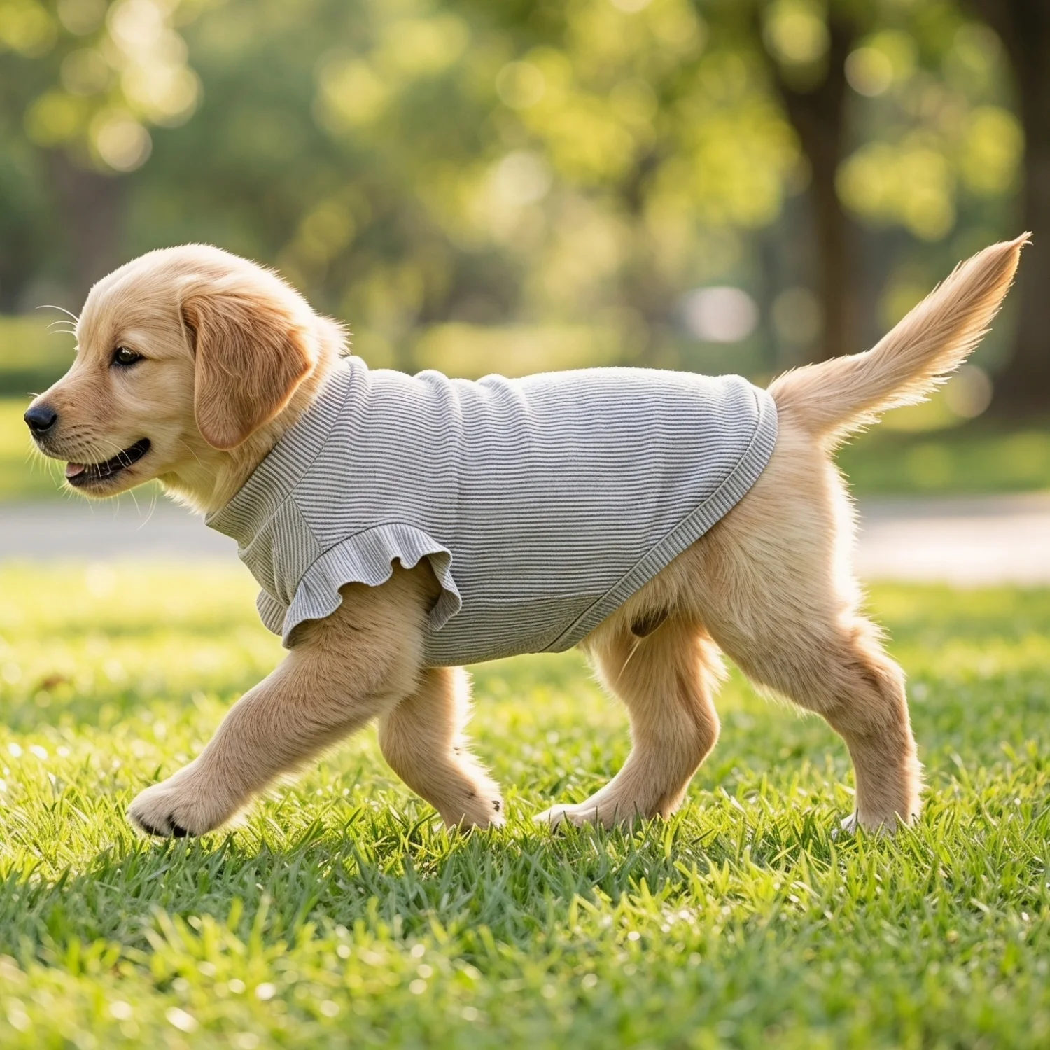 Cute Waffle Ruffle Sleeve Pet T-shirt Round Neck Breathable Dog Clothes Sweet Fashion Dog Apparel For Small Dogs Multiple Colors