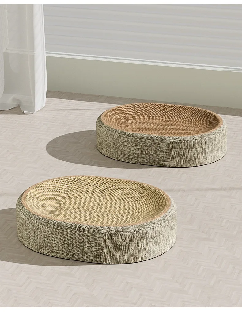 2in1 Cat Play Scratching Board Protect Furniture Grinding Claw Toys Oval Sisal Weaving Wear-resistant Cat Nest Cat Accessories