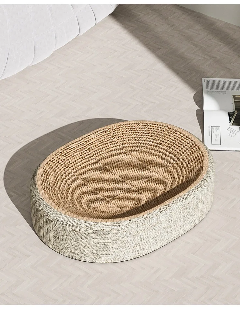 2in1 Cat Play Scratching Board Protect Furniture Grinding Claw Toys Oval Sisal Weaving Wear-resistant Cat Nest Cat Accessories
