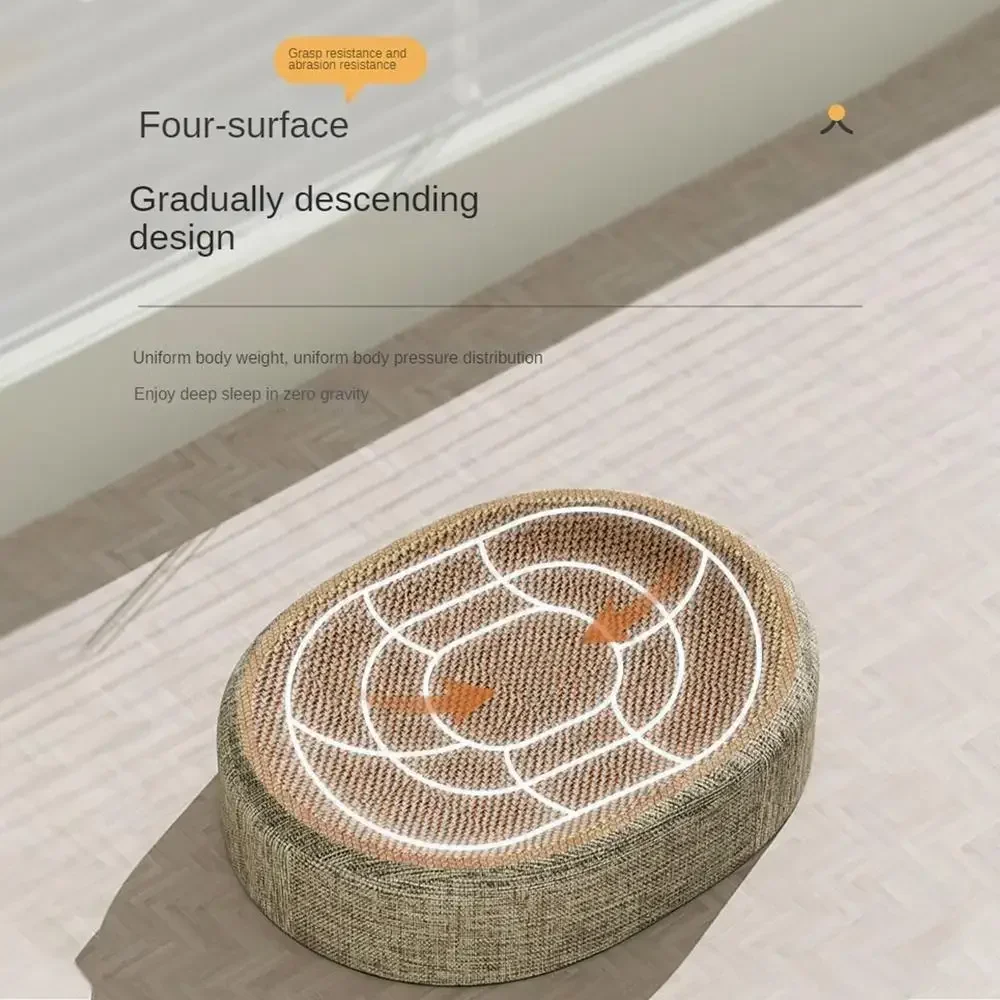2in1 Cat Play Scratching Board Protect Furniture Grinding Claw Toys Oval Sisal Weaving Wear-resistant Cat Nest Cat Accessories