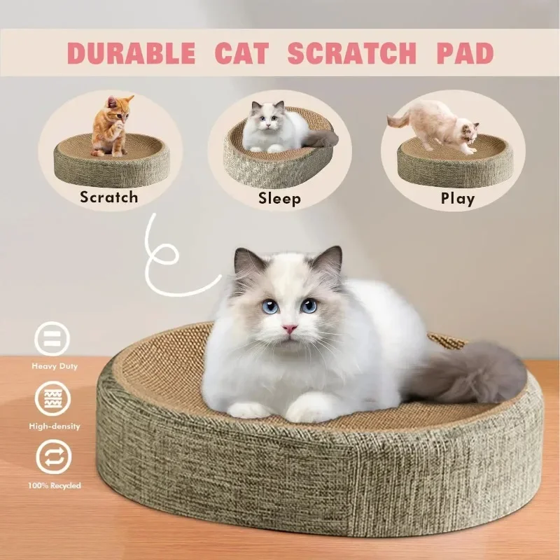 2in1 Cat Play Scratching Board Protect Furniture Grinding Claw Toys Oval Sisal Weaving Wear-resistant Cat Nest Cat Accessories