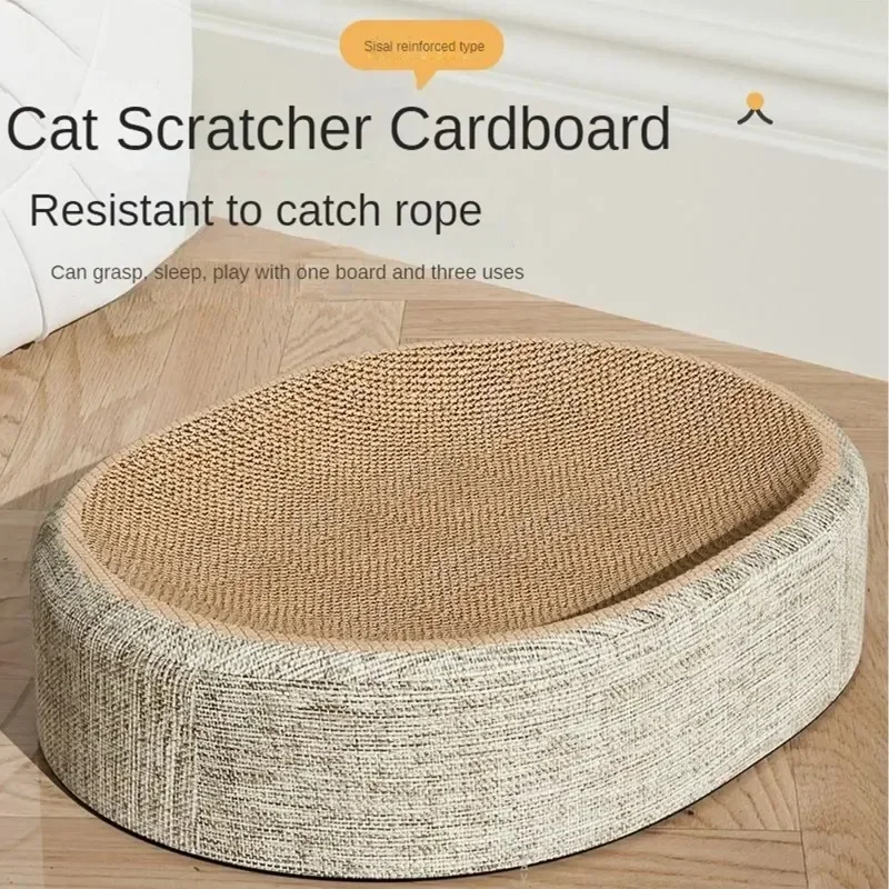 2in1 Cat Play Scratching Board Protect Furniture Grinding Claw Toys Oval Sisal Weaving Wear-resistant Cat Nest Cat Accessories