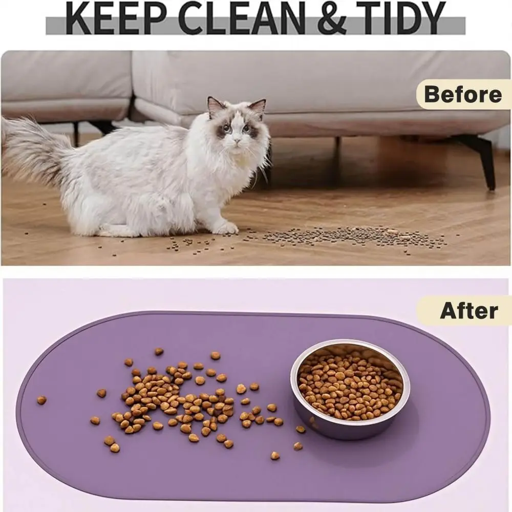 High Quality Silicone Pet Food Mat Waterproof Raised Edges Dog Food Mat BPA-Free Easy Clean Cat Feeding Mat Pet Supplies