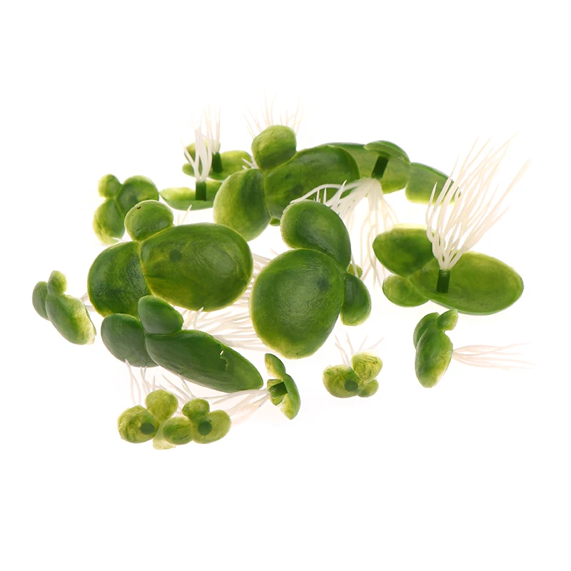 Aquarium Fish Tank Garden Water Decor 18pcs/Set Artificial Floating Duckweed with Roots