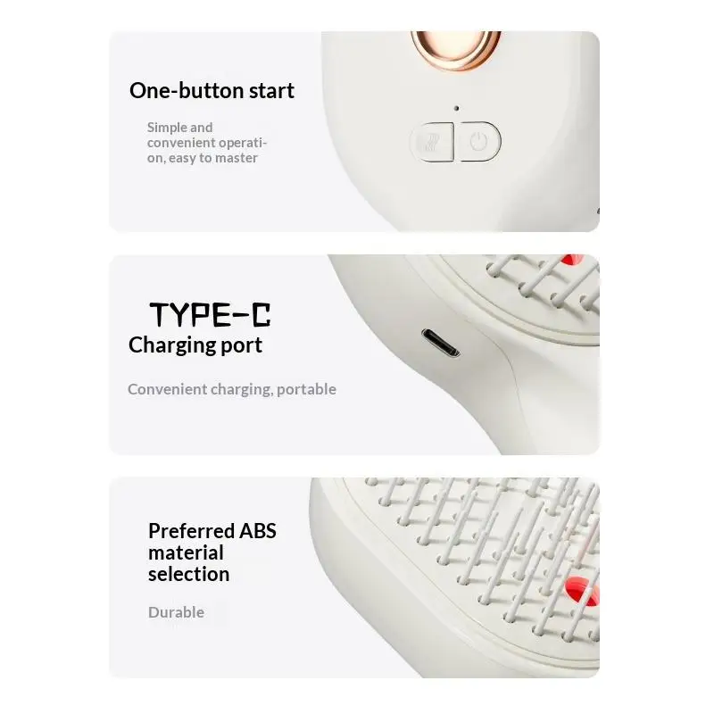 Electric Steam Hair Straightening Brush Water Spray Wet Dry Use USB-C Fast Charging Portable Hair Tool for Salon Travel Use